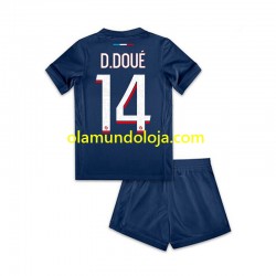 Camisola Paris Saint-Germain Desire Doue 14 Criança Equipamento Primeiro 2024-2025 Manga Curta